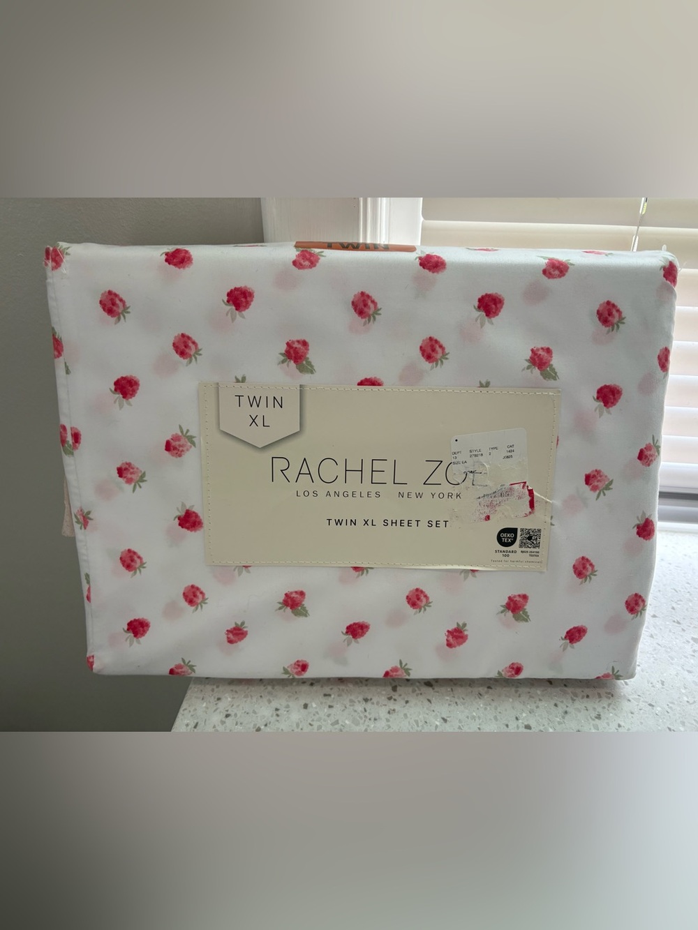 NEW Rachel Zoe Twin XL Raspberry Print Sheet Set